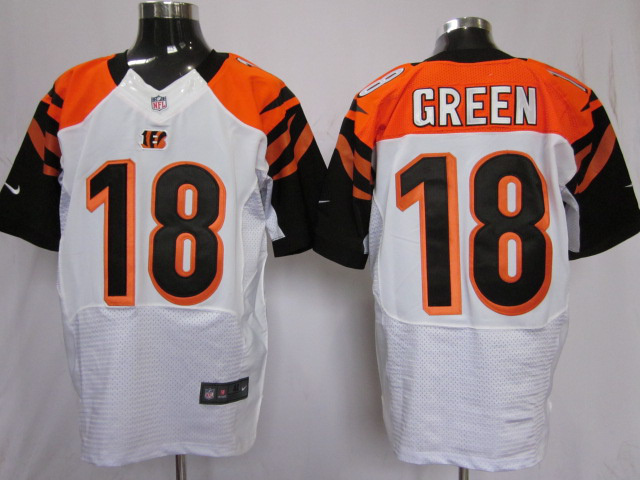 Nike White Cincinatti Bengals 18 Green NFL Elite Jersey